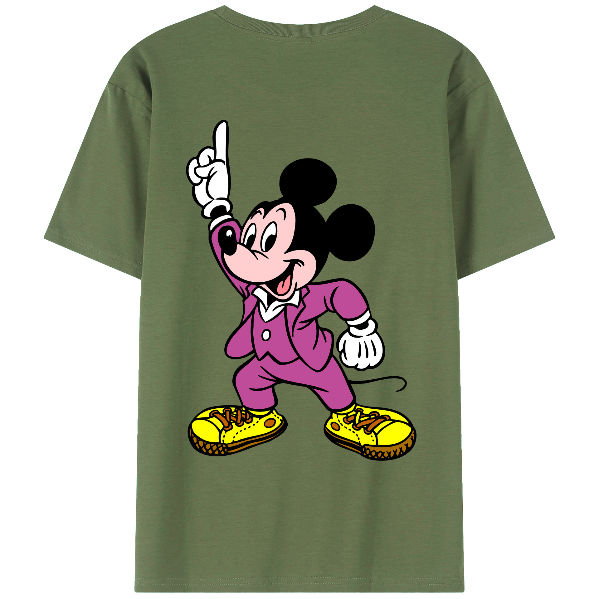 （画像用） ミッキーマウス Mickey Mouse 綿100％ メンズ半袖Tシャツ（バックプリント） 通気性